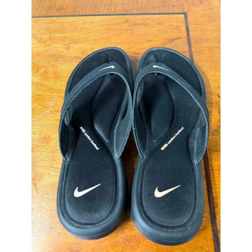 Nike Womens 11 Black Comfort Footbed Thong Sandals Flip Flops 842827-001 - Picture 4 of 7